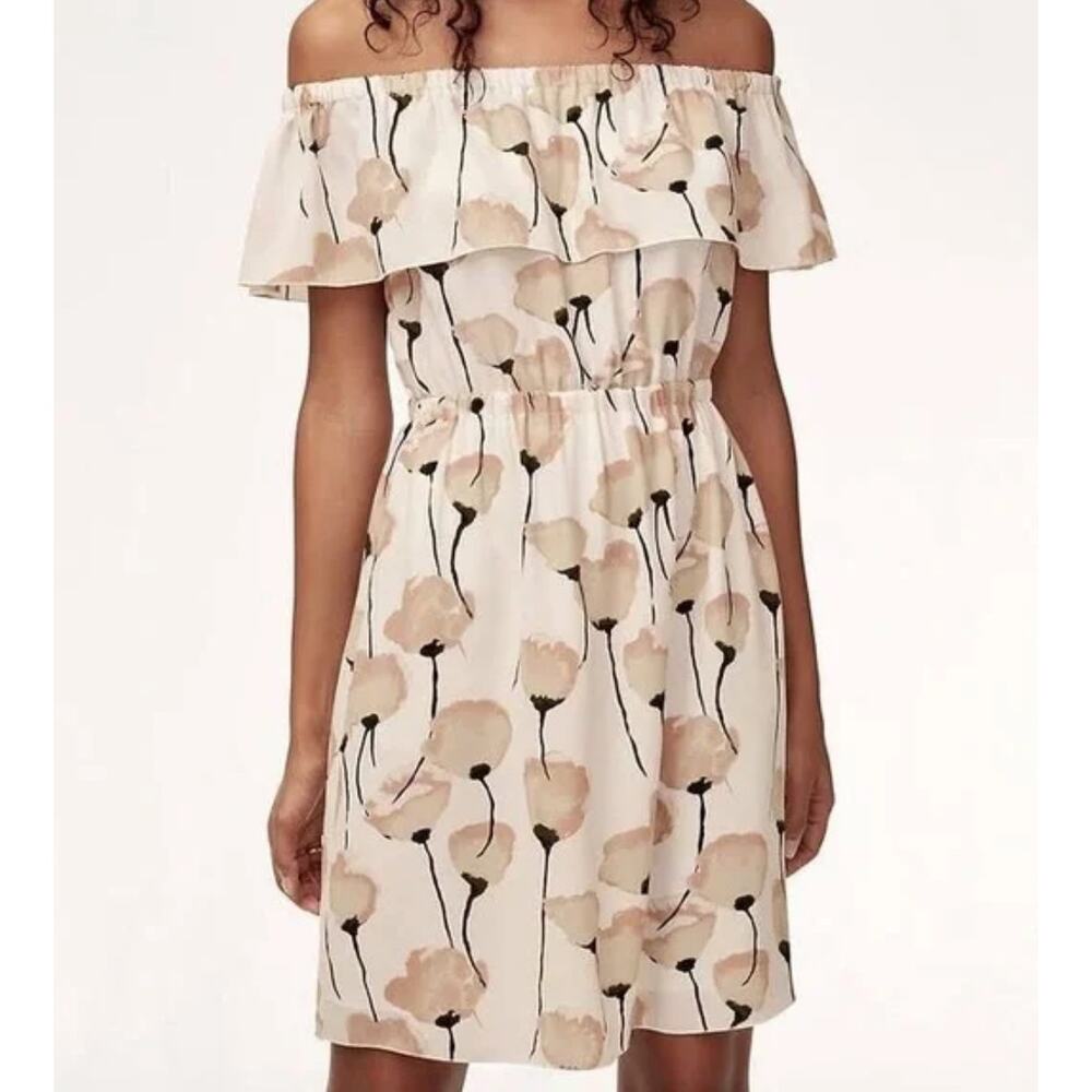 Aritzia Wilfred Off-The-Shoulder Hosta Dress in Oak/Prima Floral Size XXS‎